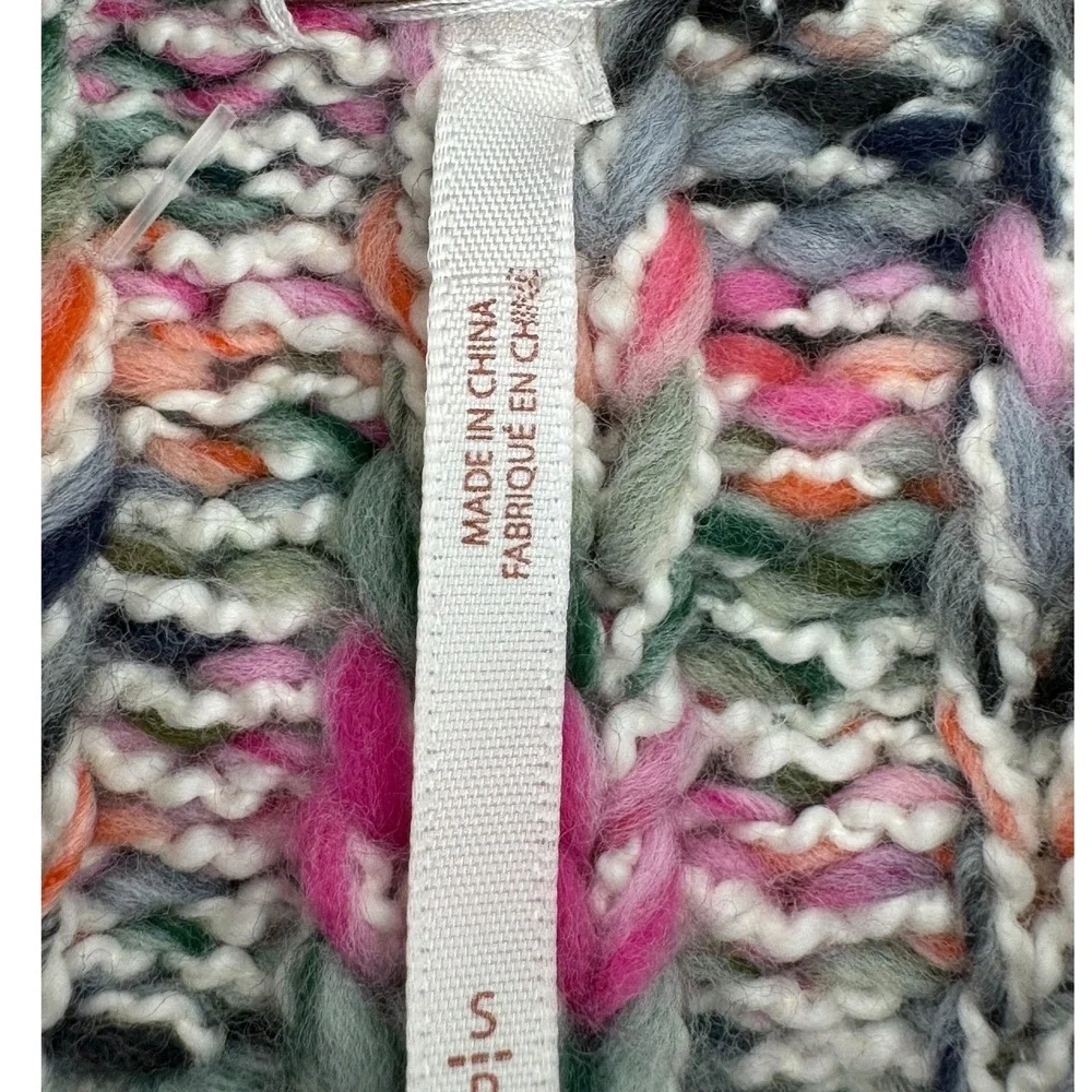 Free People Confetti Chunky Knit Crop Sweater S Multi Boho Cottagecore EUC